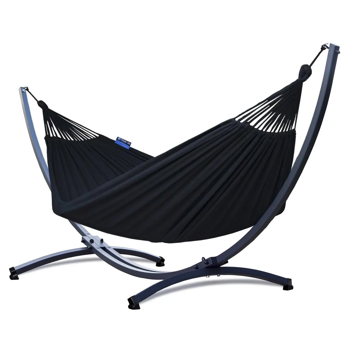 Hamac sur pied 2 places NOVA XL Noir – Support acier – 220 kg – 220 × 160 cm - Hamac sur pied