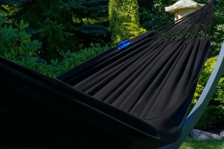 Hamac sur pied 2 places NOVA XL Noir – Support acier – 220 kg – 220 × 160 cm - Hamac sur pied