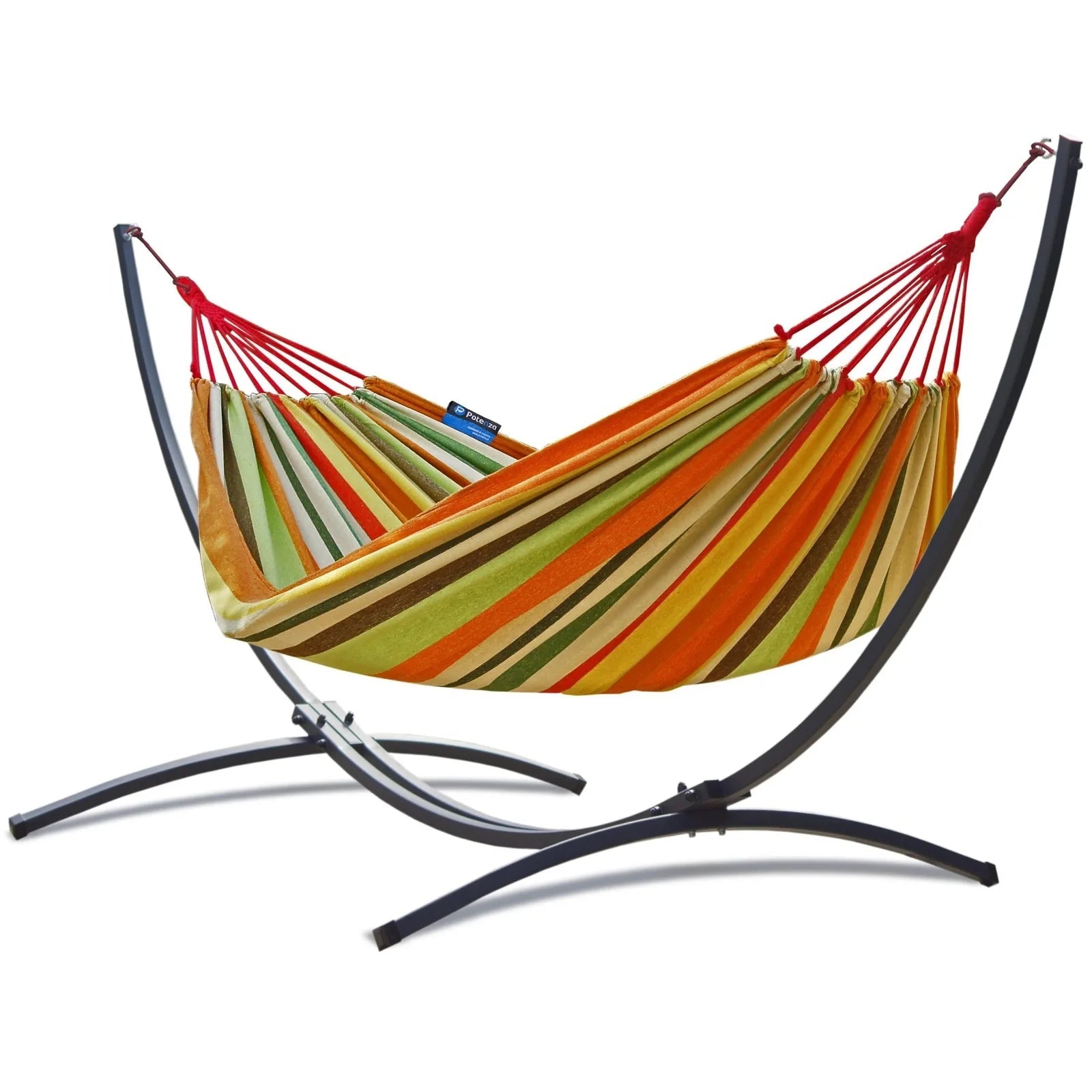Hamac sur pied AURORA Orange 200 x 100 cm avec support acier – Charge maximale 120 kg - Hamac sur pied