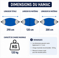 Hamac sur pied avec support OASIS Écru 120 kg - 200 × 120 cm - Hamac sur pied