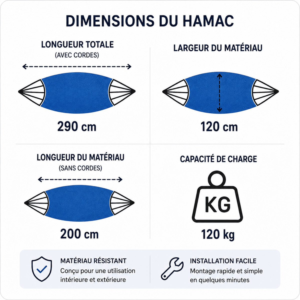 Hamac sur pied CANOPÉE Vert 200 x 120 cm avec support acier Premium – Charge maximale 120 kg - Hamac sur pied