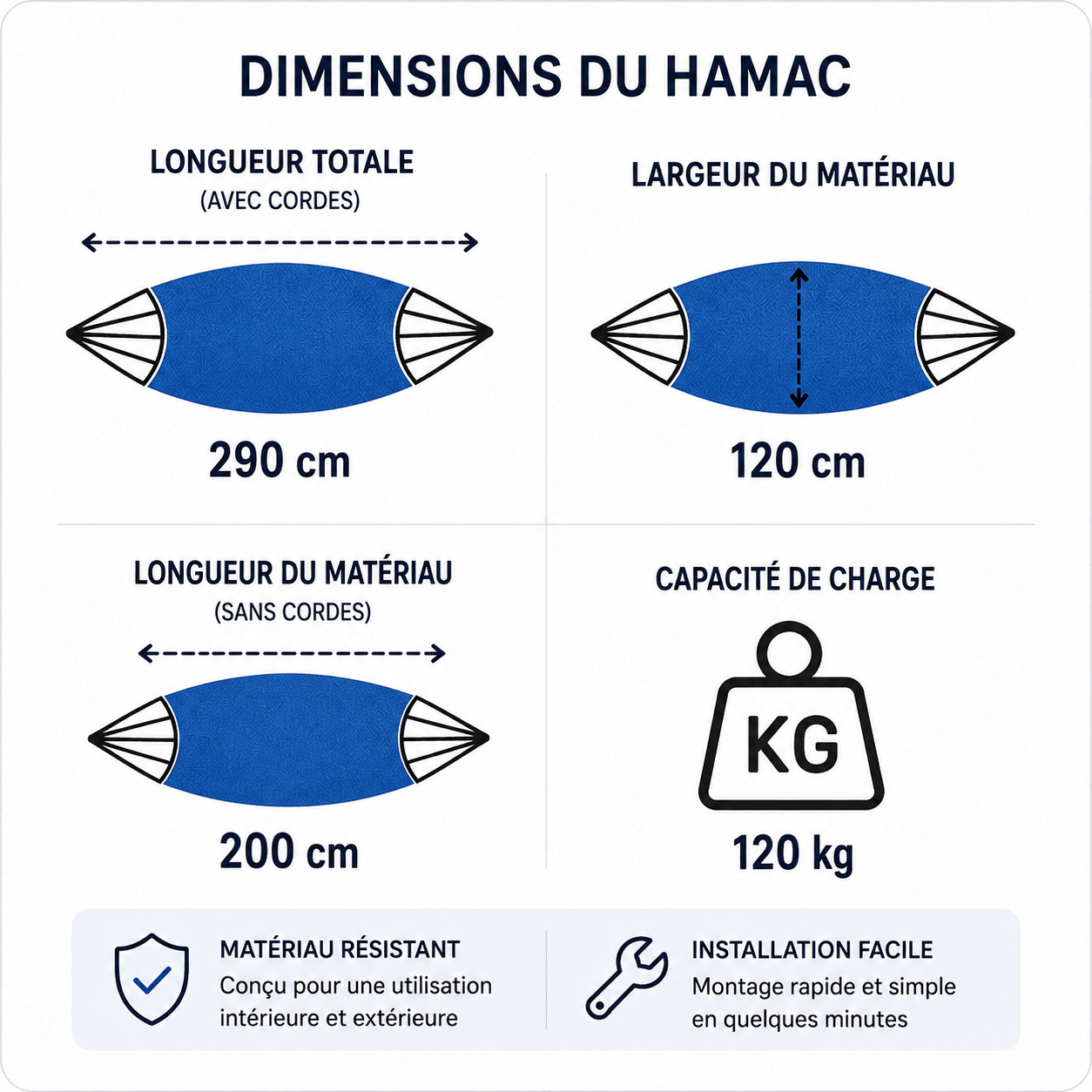 Hamac sur pied CANOPÉE Vert 200 x 120 cm avec support acier Premium – Charge maximale 120 kg - Hamac sur pied