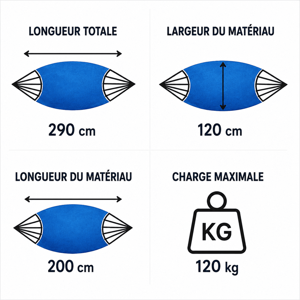 Hamac sur pied Évasion Compact Écru 1 place – Support acier – Charge 120 kg – Toile 200 × 120 cm - Hamac sur pied