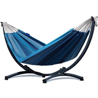 Hamac sur pied LAGON Pacifique 200 x 120 cm – Support acier galvanisé – Charge max. 120 kg - Hamac sur pied