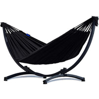 Hamac sur pied NOVA Noir avec barres transversales – Support acier – 200 kg - Hamac sur pied
