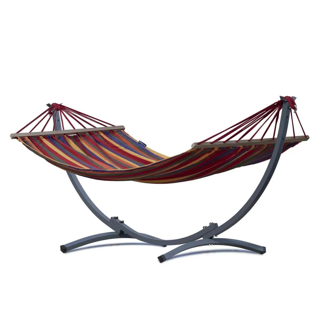 Hamac sur pied TROPIC Multicolore 200 x 120 cm avec support acier thermolaqué – Charge max. 120 kg - Hamac sur pied